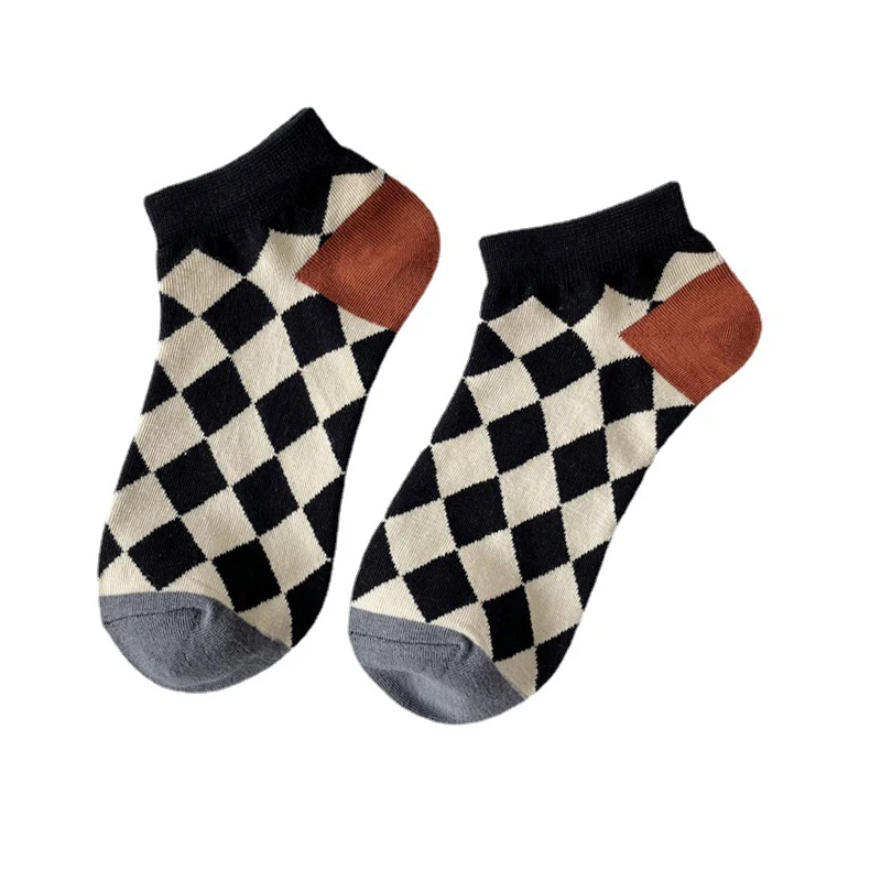 5 pares de calcetines de mujer conjunto de flores a cuadros japonés Harajuku lindo Kawaii dulce calcetines de tubo corto cómodos calcetines tobilleros para niña