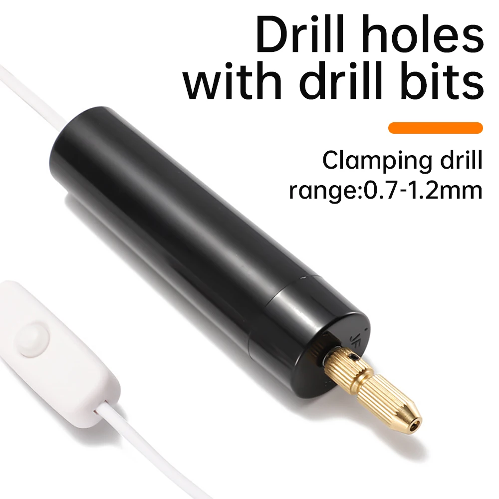 Mini Electric Drill Precision Drilling Engraving Machine with 0.9mm 1.1mm Drill Bit Set USB Power Micro Electric Drill DIY