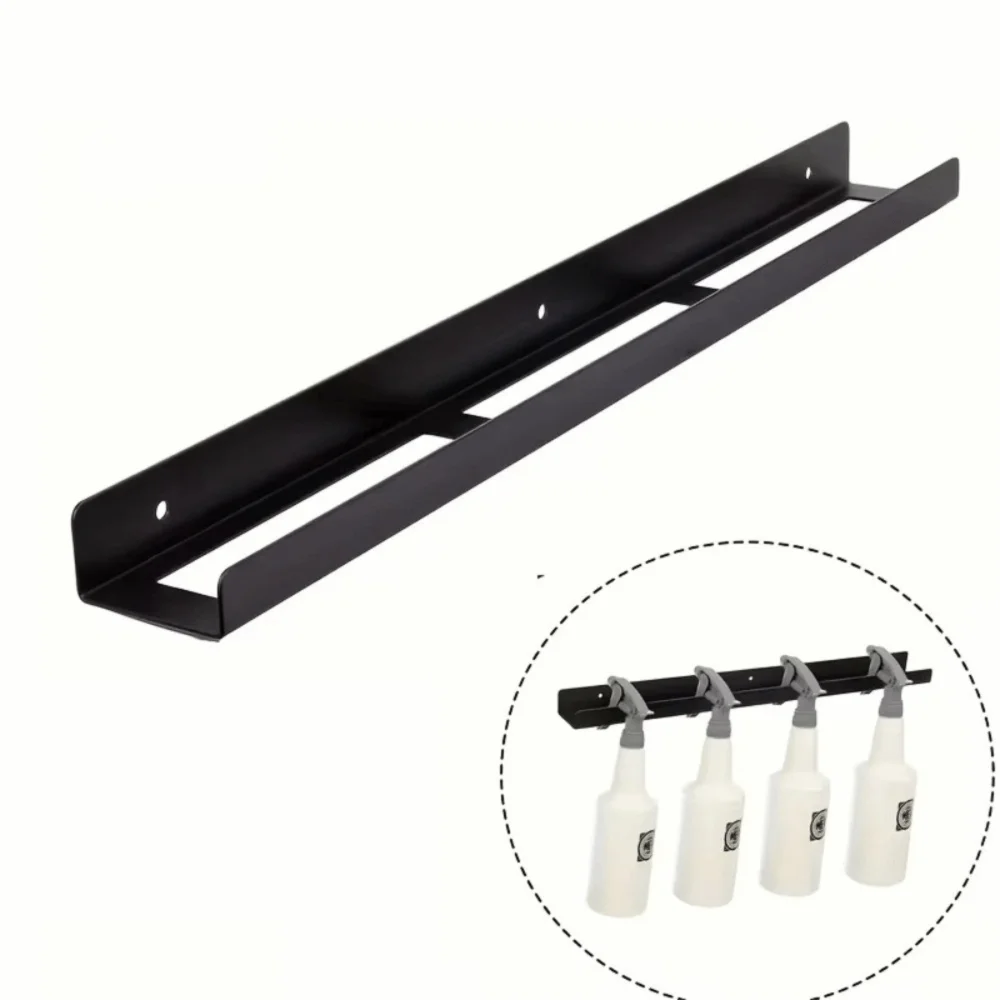 Iron Spray Bottle Holder Wall Mounted Multiple Compartments Spray Bottle Storage Rack Wall Mounted Organizer Black