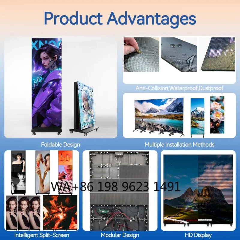 

P1.5 P1.8 P2 P2.5 Full Color Indoor LED Poster Screen HD Advertising Display for Shopping Malls Retail Stores