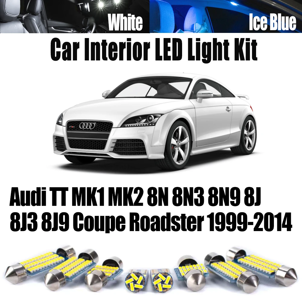 

LED Interior Footwell Sun Visor Light Kit For Audi TT MK1 MK2 8N 8N3 8N9 8J 8J3 8J9 Coupe Roadster 1999-2014 Reading Trunk Bulbs