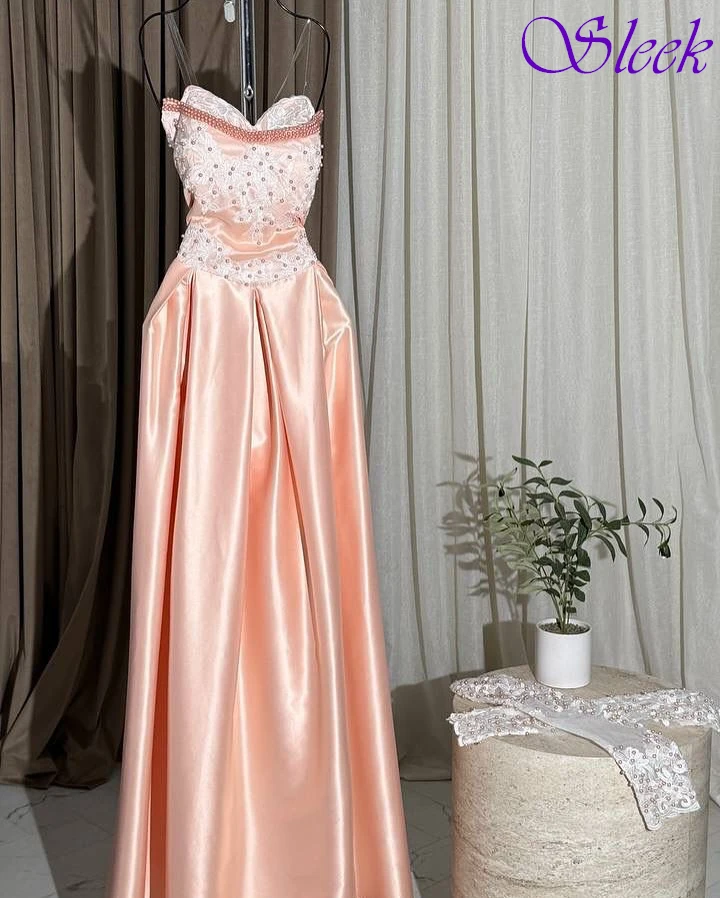 

Customized Straight Strapless Sleeveless Elegant Evening Dress Delicate Bespoke Occasion Gowns Temperament Classic Party Dress