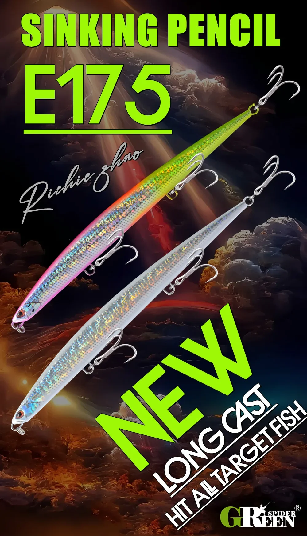 GREENSPIDER Neue Köder Bleistift Angeln Lockt Sinking 175mm/50g Köder SeaBass Barsch Lange Casting Künstliche Harten köder – Detail 1
