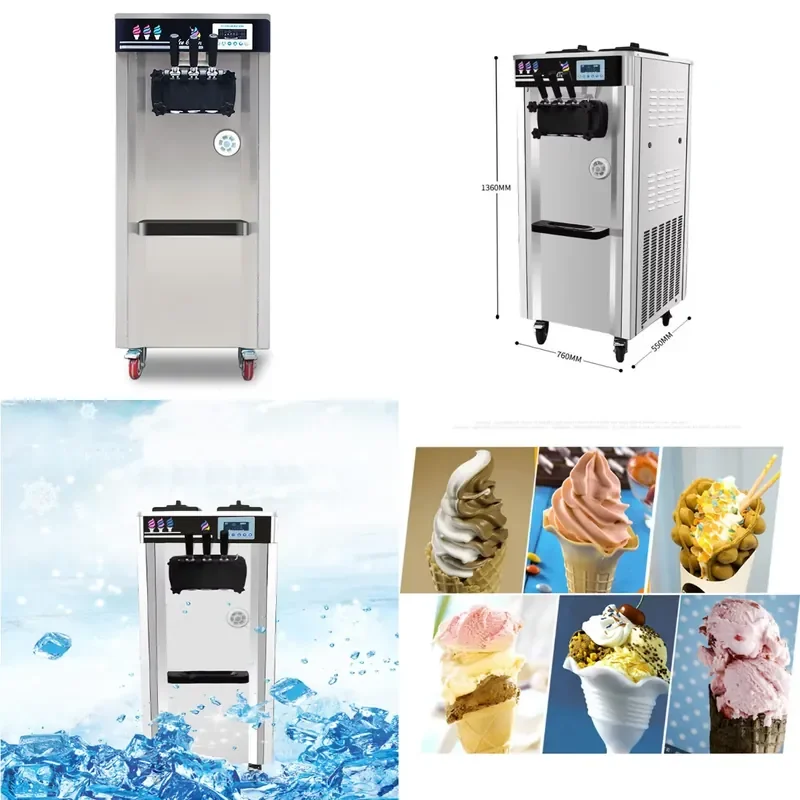 for Commercial 1700W Soft Ice Cream Machine Full Automatic Stainless Steel Vertical Sweet Cone Maker Large Scale Dessert