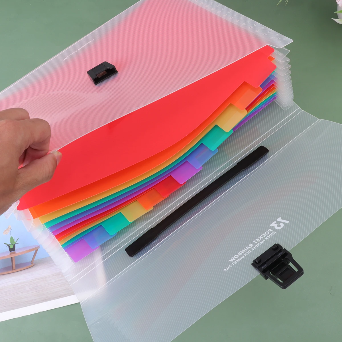 

A4 File Folder Plastic Document Bag Multilayer 13 Pockets Bright Color For Home Office School Students Accessories
