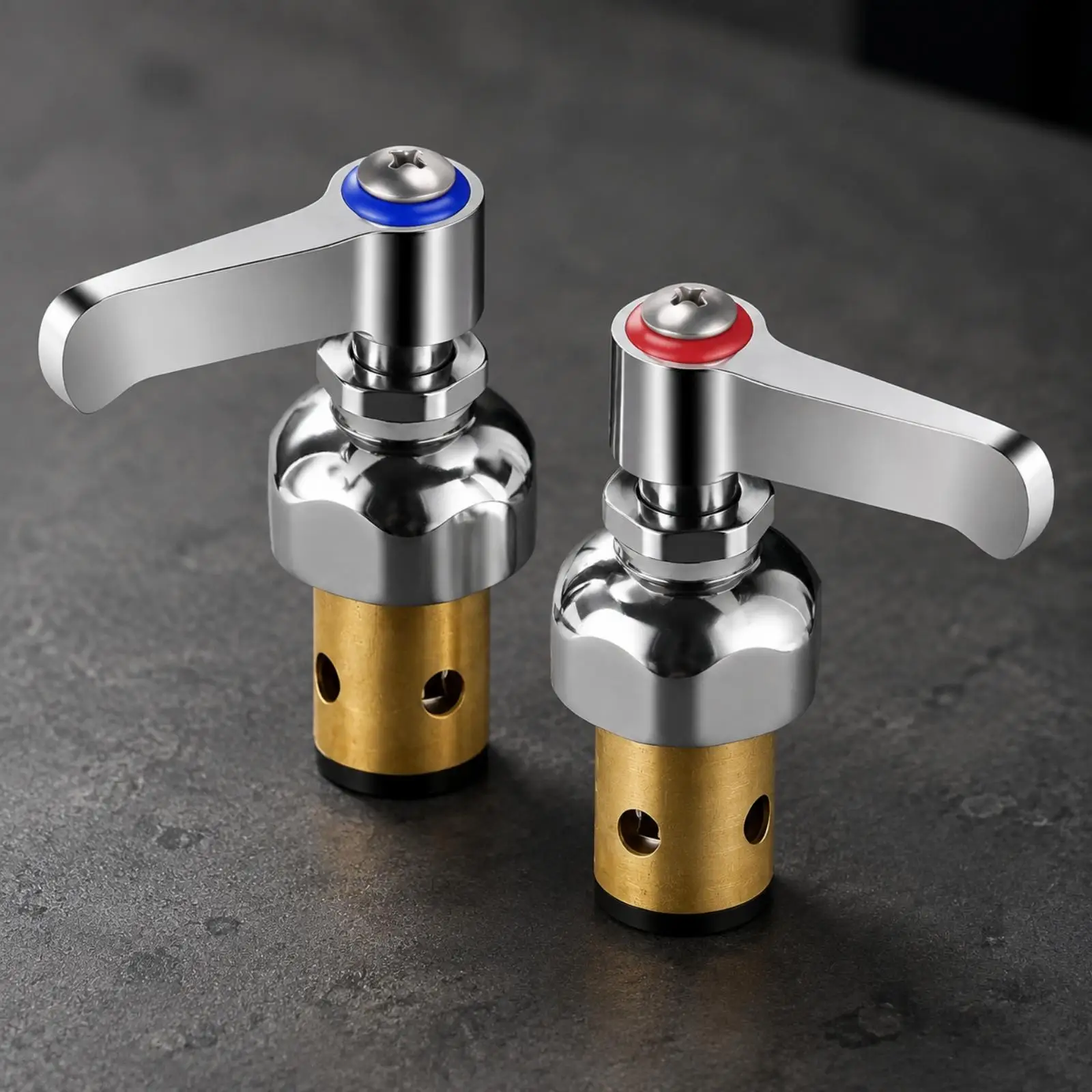 2 Pieces Faucet Port Core Assemblies with Lever Handles Reliable Sealing Kitchen