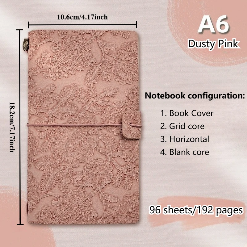 Travel Notebook, Vintage European Lace Carving, A6 Ledger, Diary, Planner, Journal Notebook,  A6 Binder - view 3