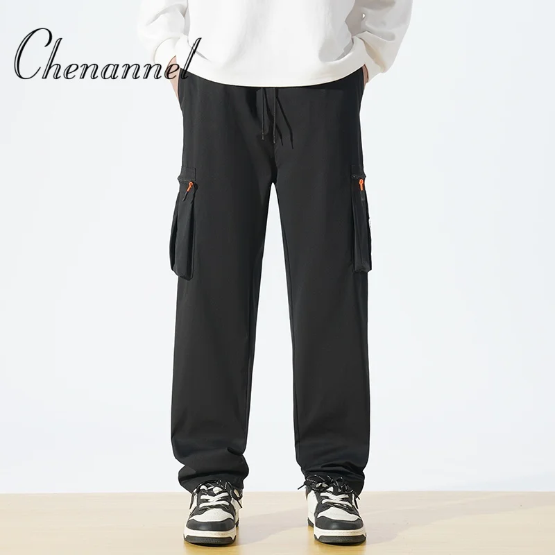 

Spring Autumn Men's Work Pants, Pure Cotton Loose Straight Leg Casual Sport Trousers