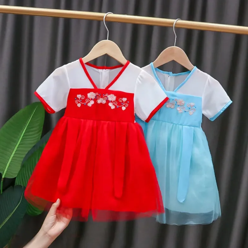 

New Girls' Chinese Hanfu Dress Imitating the Tang Dynasty Dress Fashion Baby Girl Summer Dress