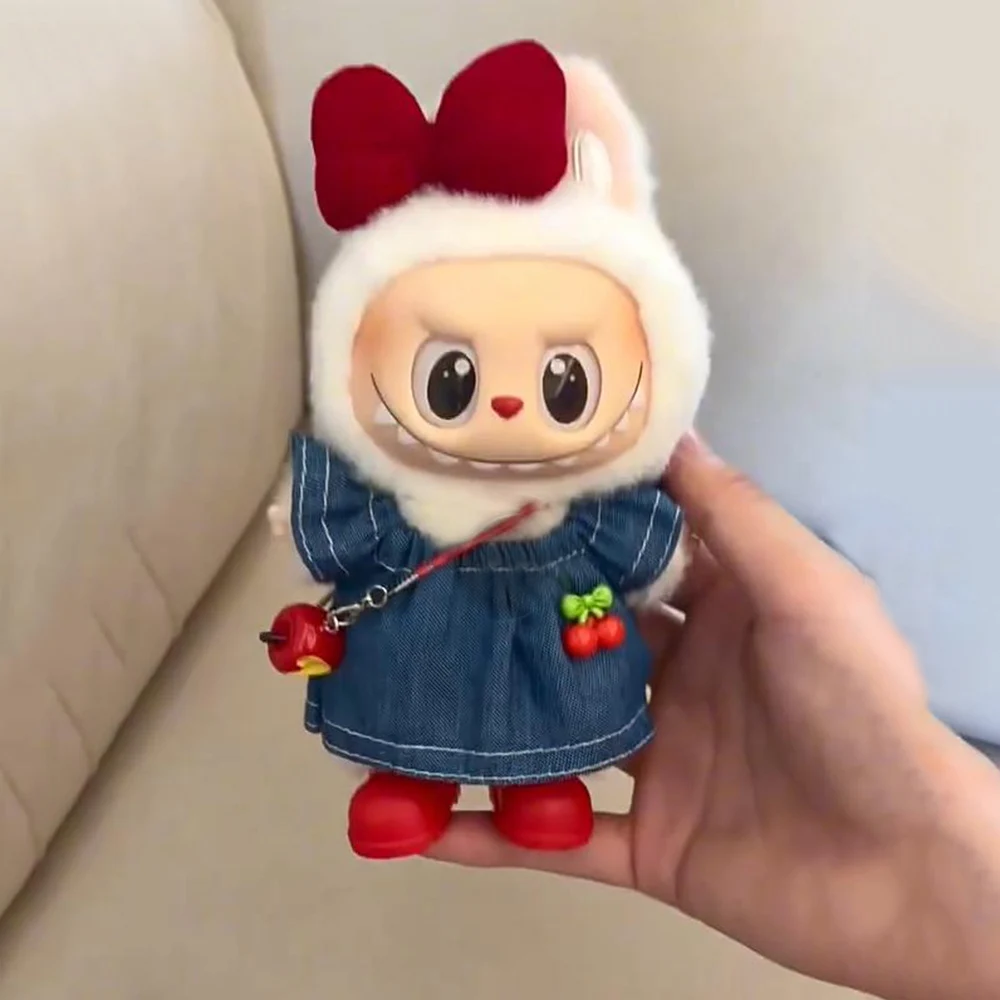 

Для 15-17 см Labubu V1 V2 V3 милое ковбойское платье с бантом, комплект детской одежды, аксессуары для одежды