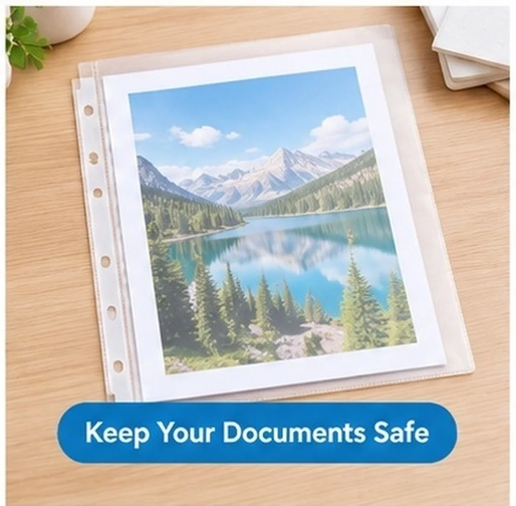 100Pcs Sheet Protectors Clear PP Plastic Loose Leaf Pocket 3 Ring Binder Refill Pages Photo Album Scrapbook Sleeve Document Page