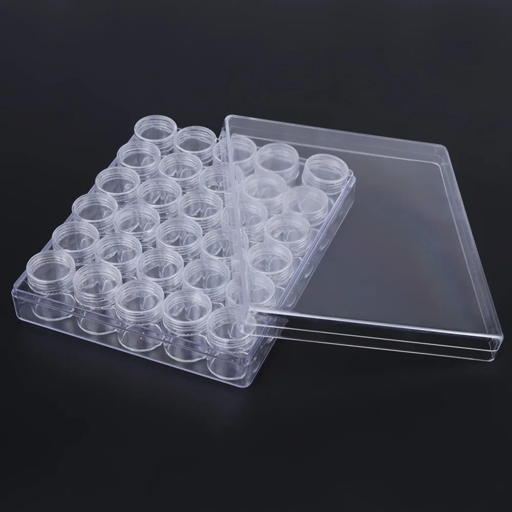 

31PCS Clear Bead Storage Container Plastic Small Round Bead Organizer Box With Screw Lid Clear Storage Jars Sewing Accessories