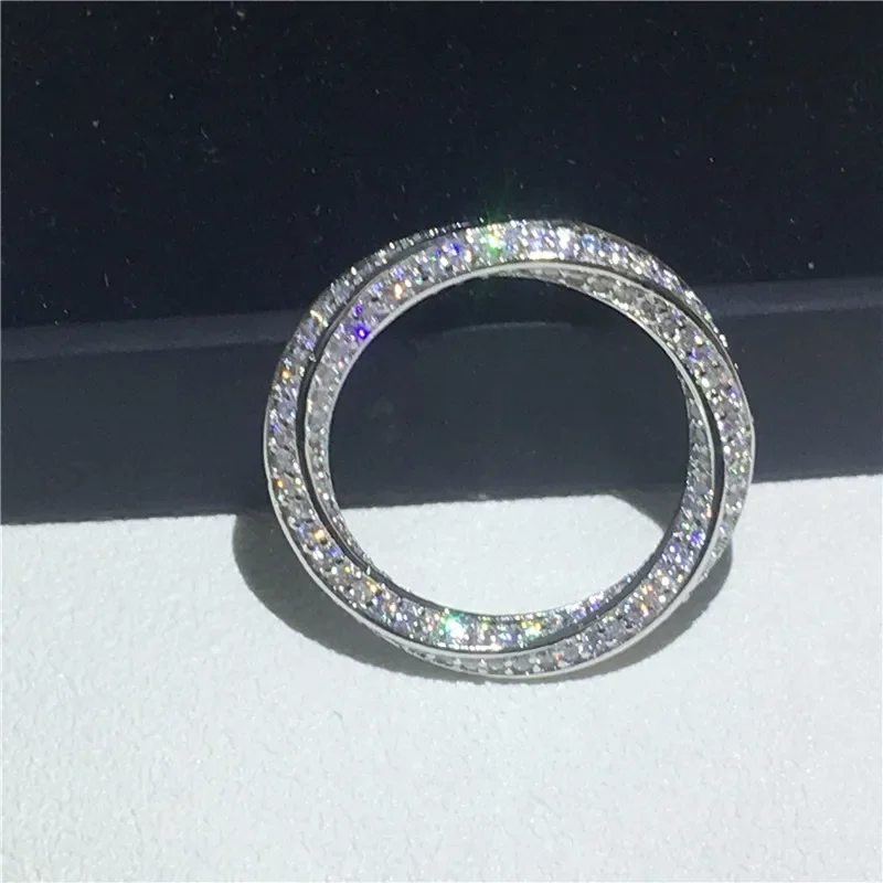 925 Sterling Silver Micro Pave Cubic Zirconia Anel para As Mulheres, Anéis de Banda, Casamento, Noivado, Festa Jóias, AAAAA