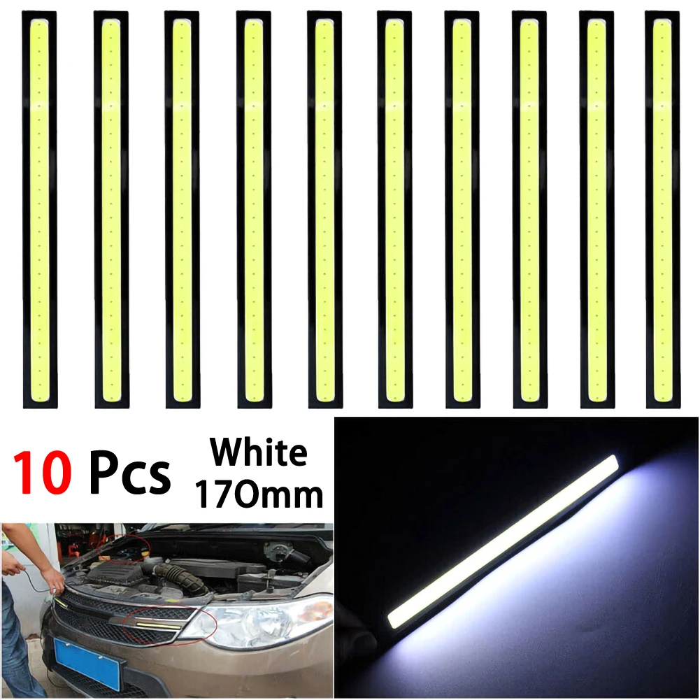 10 pçs novo 17cm led cob luz diurna à prova dwaterproof água dc12v fonte de luz do carro estacionamento barra nevoeiro lâmpada luzes tira lâmpadas