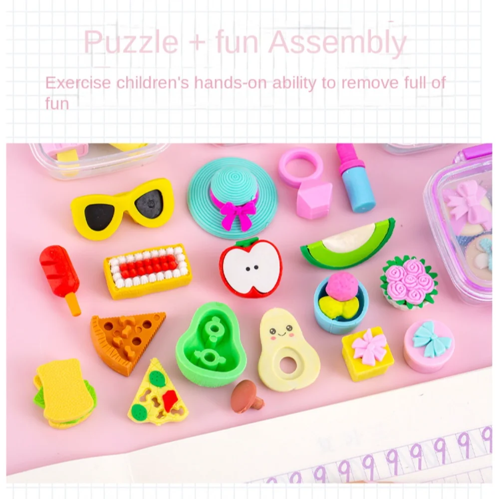 Stretchable Cartoon Eraser Dustless Traceless 3D Shape Eraser Colorful Bright Color Pencil Wiping Eraser Modify Error Tools