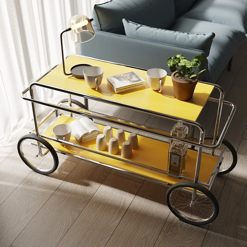 XK Antique Metal Bauhaus Stainless Steel Mobile Catering Cart Simple Home Wine Cart Storage