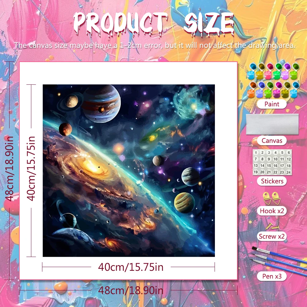Huacan Oil Painting By Numbers Universe Coloring By Numbers Planet DIY Digital Oil Painting Space Arts And Crafts Handmade Gift