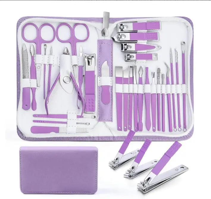 

Профессиональный набор для ухода за ногтями 30-в-1 с дорожным футляром, инструменты из нержавеющей стали для маникюра и педикюра