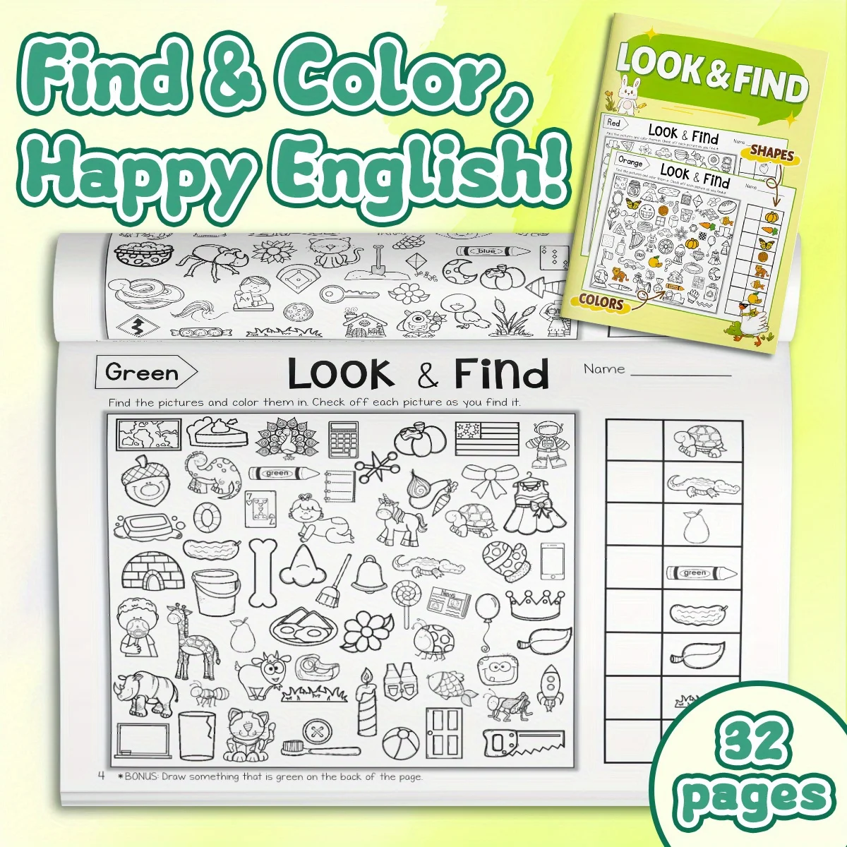 Alphabet Flashcards Book for Kids Illustrated Learning Workbook with ABC Letters Words and Pictures Build Memory Vocabulary and
