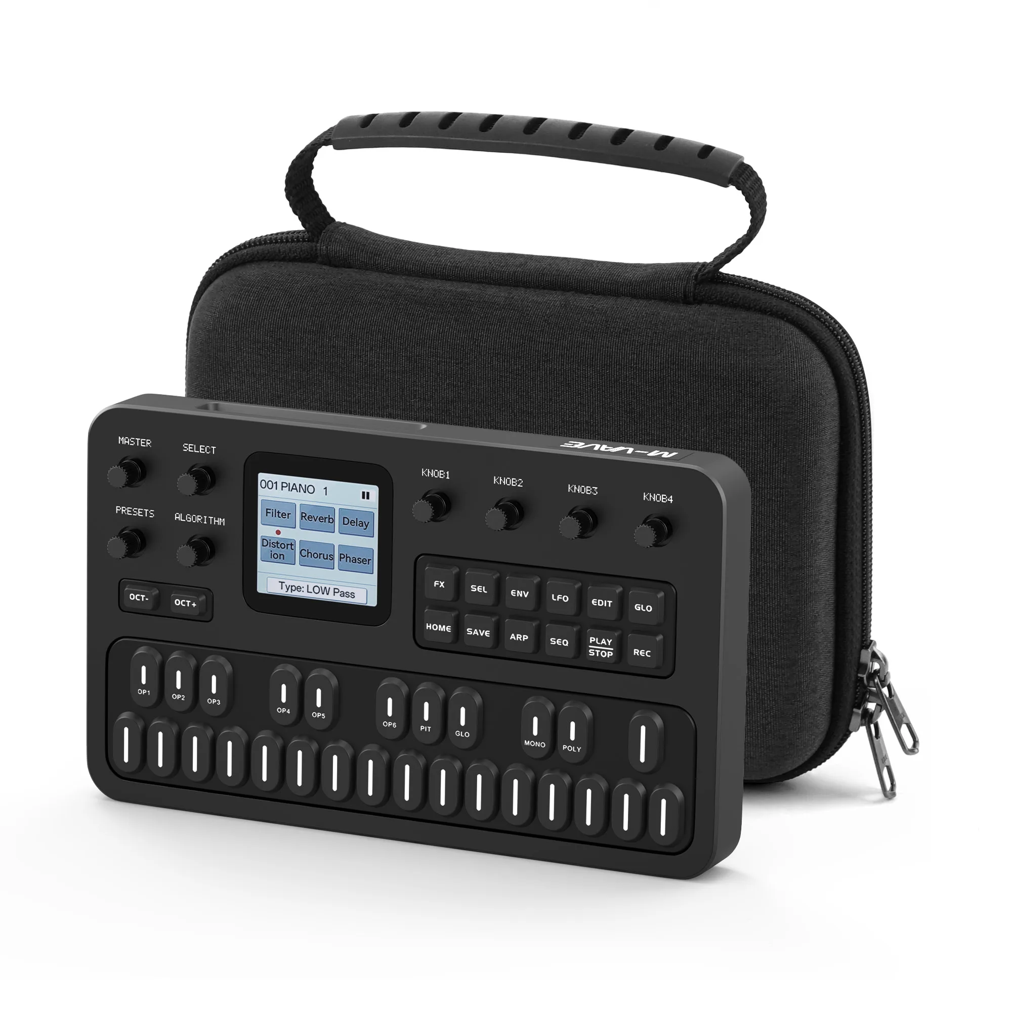 Geekria Hartschalen-EVA-Hülle für M-VAVE FM001 Audio FM-Synthesizer Stoßfeste Reise-Tragetasche Tragbare Box Dunkelgrau – Detail 1