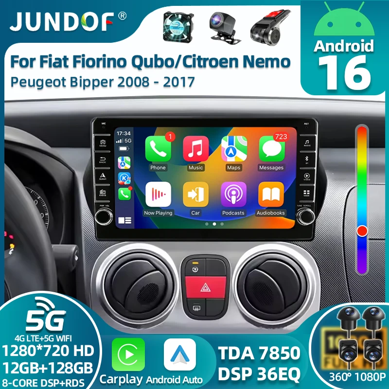 

Android 16 Radio For Fiat Fiorino Qubo For Citroen Nemo For Peugeot Bipper 2008-2017 Car stereo Multimedia Player Carplay Auto