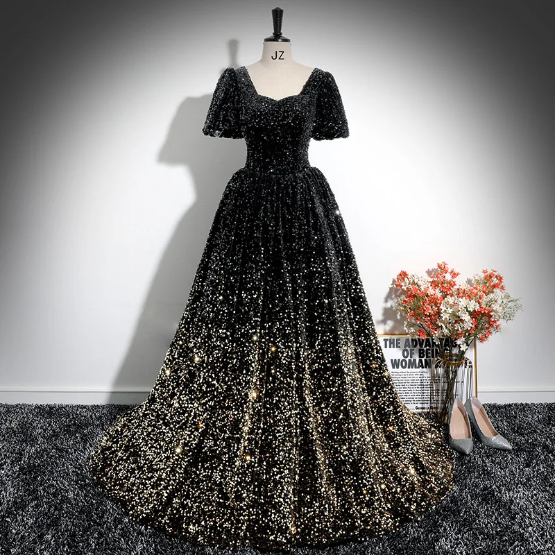 Ladies' Evening Dress Vocal Art Exam, Voice of America Solo, Adult Ceremony Annual Meeting, Piano Performance Host, Puffy Skirt