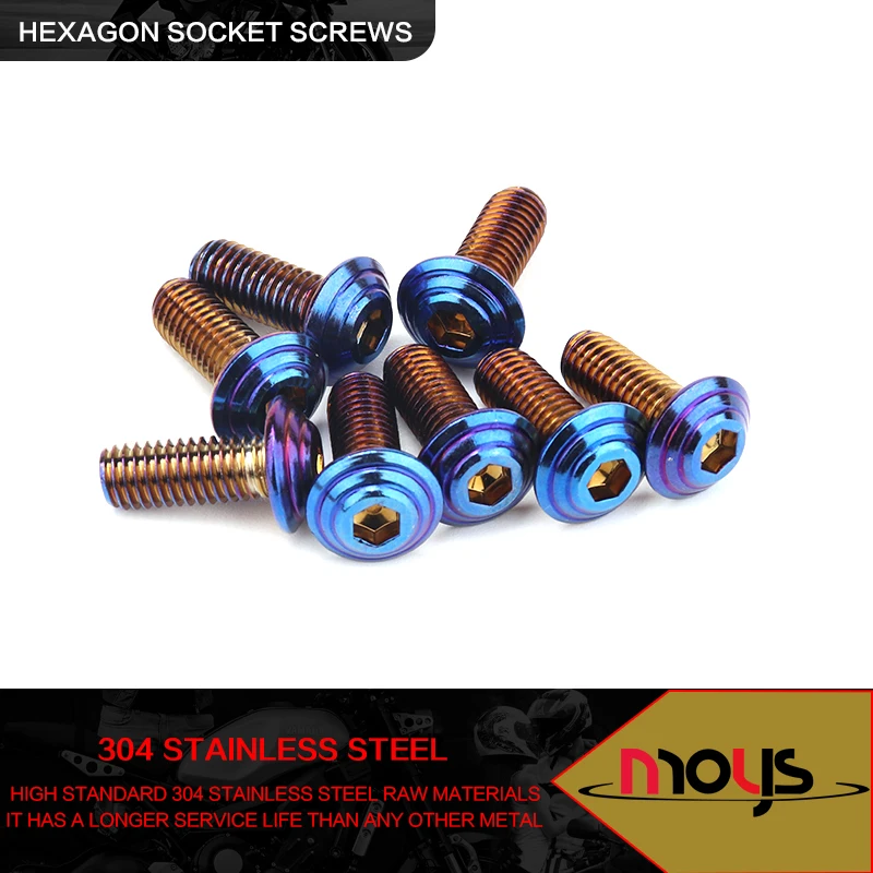 Burning titanium flange stainless steel screw inner hexagon M8X20mm burning blue motorcycle repair screw