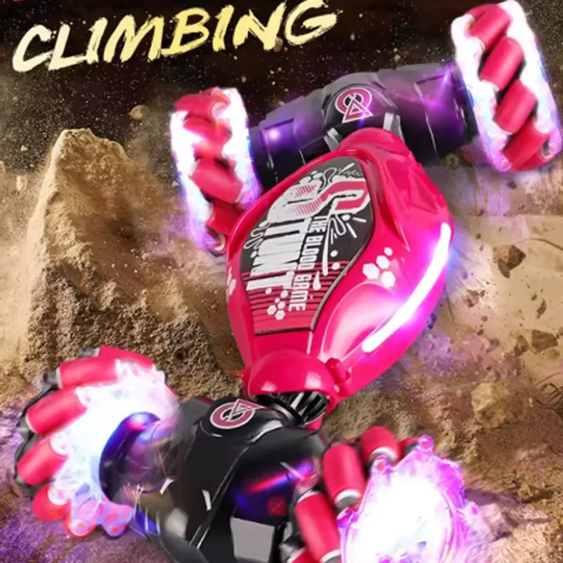 Carro de deriva 4WD RC com luzes LED de música 2.4G Gesto Rádio Controle Remoto Spray Stunt Car 360 °   Presente de brinquedos de carro de escalada giratório