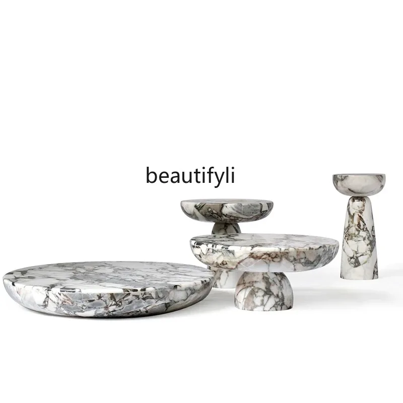 A4567 Coffee table marble French home living room Nordic elephant white edge corner combination customization