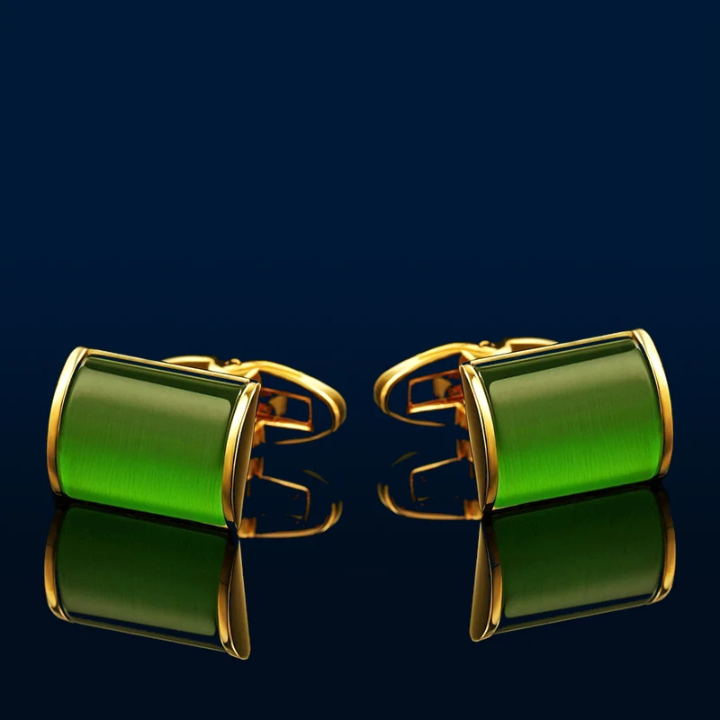 KFLK jewelry shirt cufflink for mens women Brand Green Cuff link Wholesale Button High Quality Luxury Wedding colorGold guests