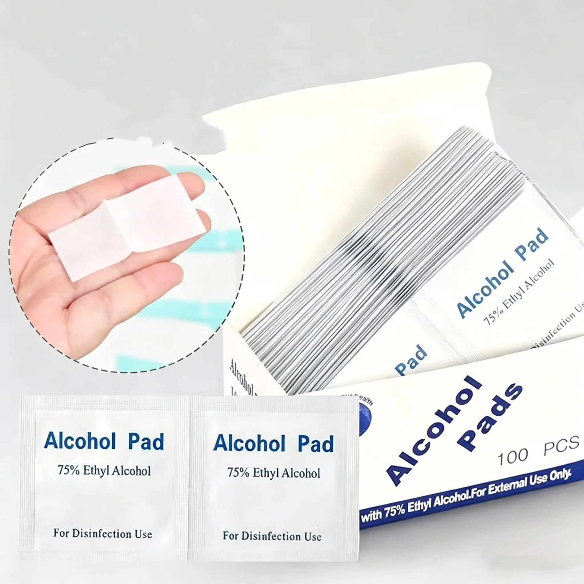 10/100Pcs Car Detailing Disposable Alcohol Disinfection Cotton Pad Wash Care Phone Cleaning Wiper Screen Glasses Cleaning Cotton