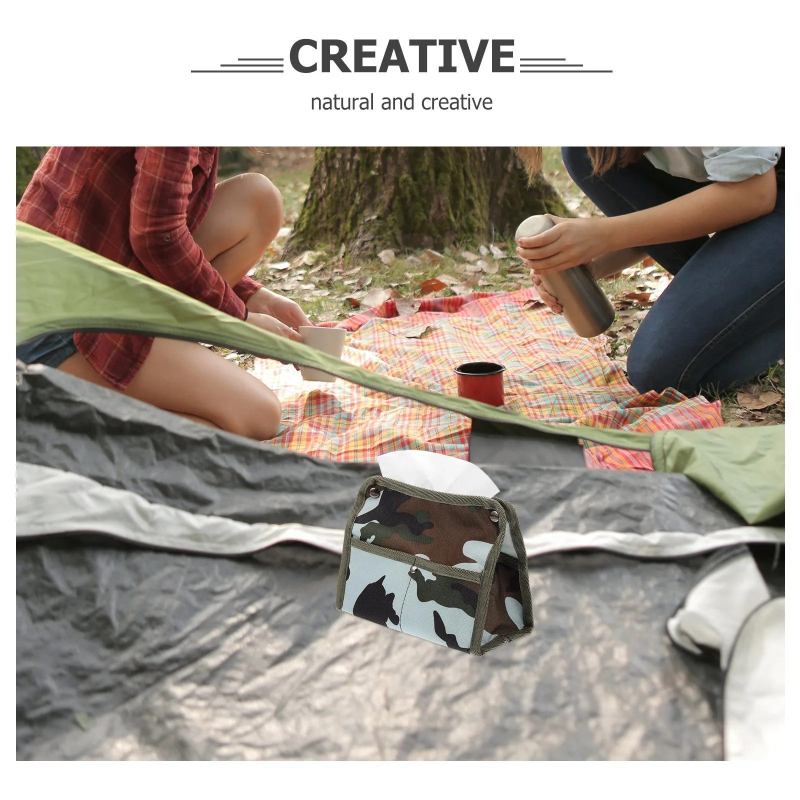 

Large Capacity Canvas Tissue Box Outdoor Napkin Holder Camping Tissue Storage Bag Portable Wear-Resistant Napkin Holder