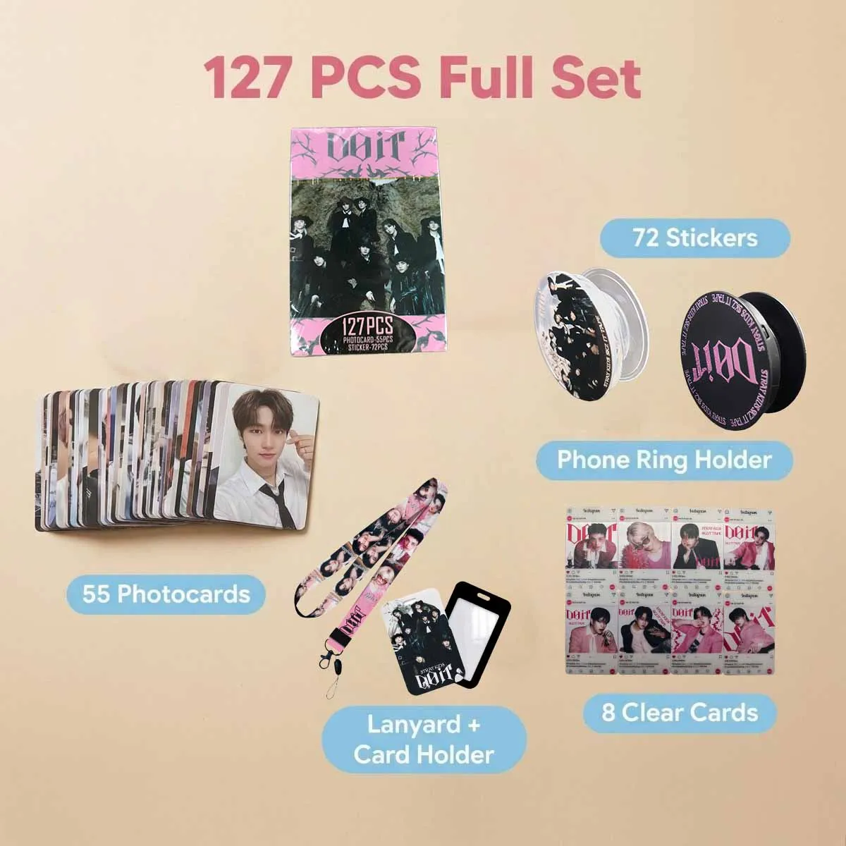 2026 New STRAY KIDS Merchandise Set Photocards Phone Ring Stand  Kpop Fans Essential Collection Kit Cute STAY Fan Birthday Gifts