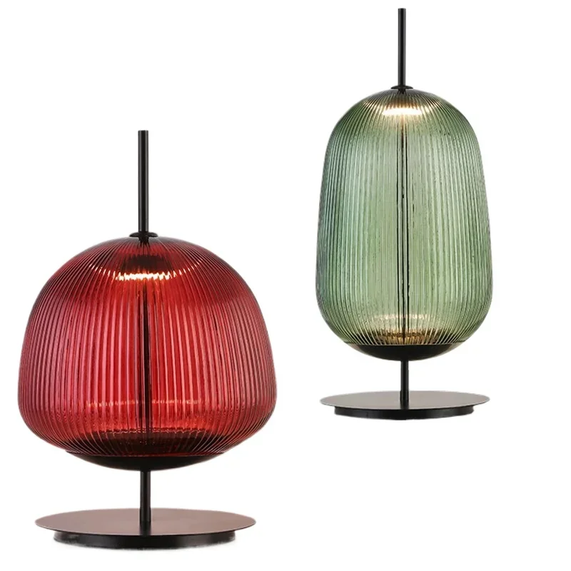 

Art ball decorative bedroom bedside lamp pleated spherical stained glass table lamp