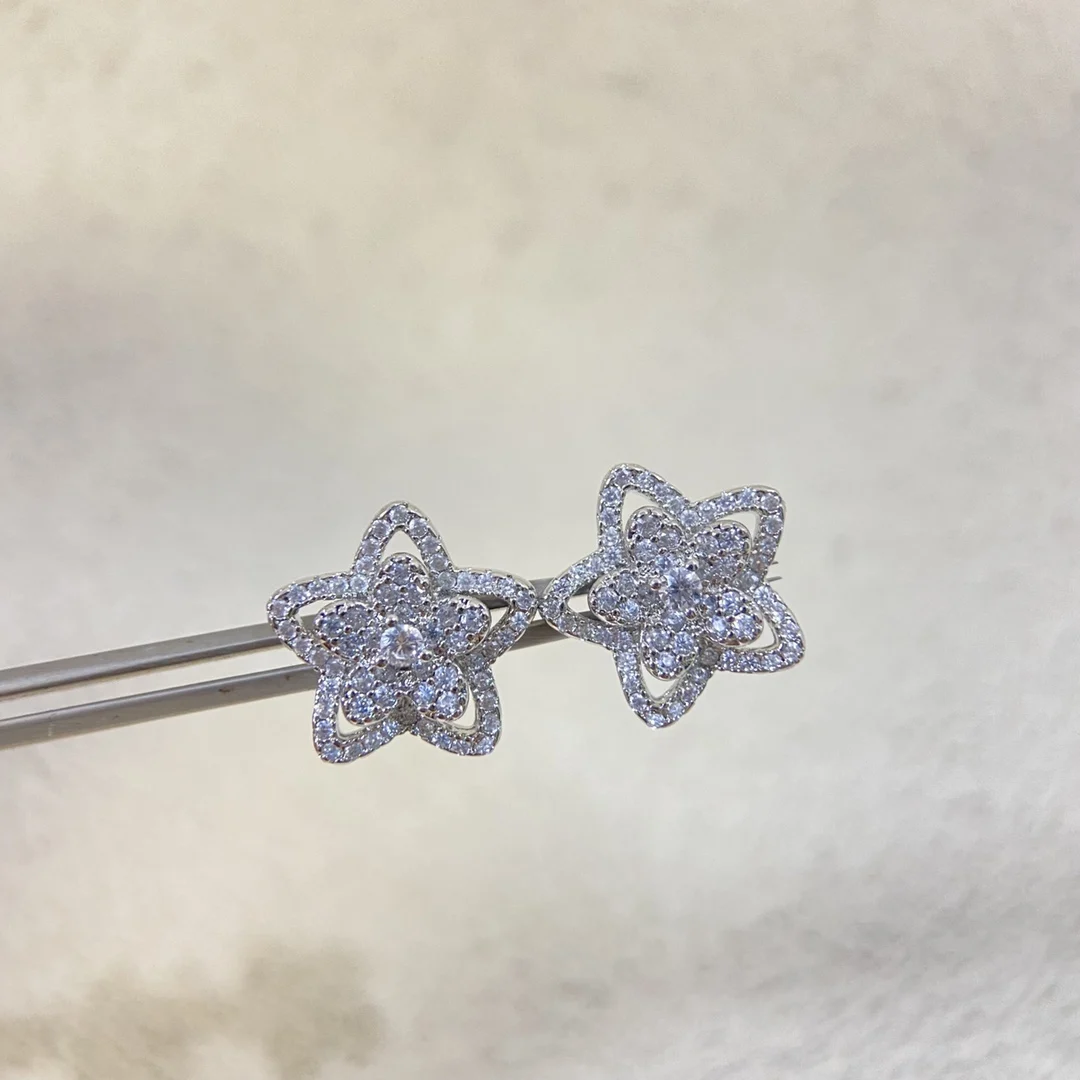

2025 Celebrity Style! S925 Silver Micro-Paved Diamond Star Studs