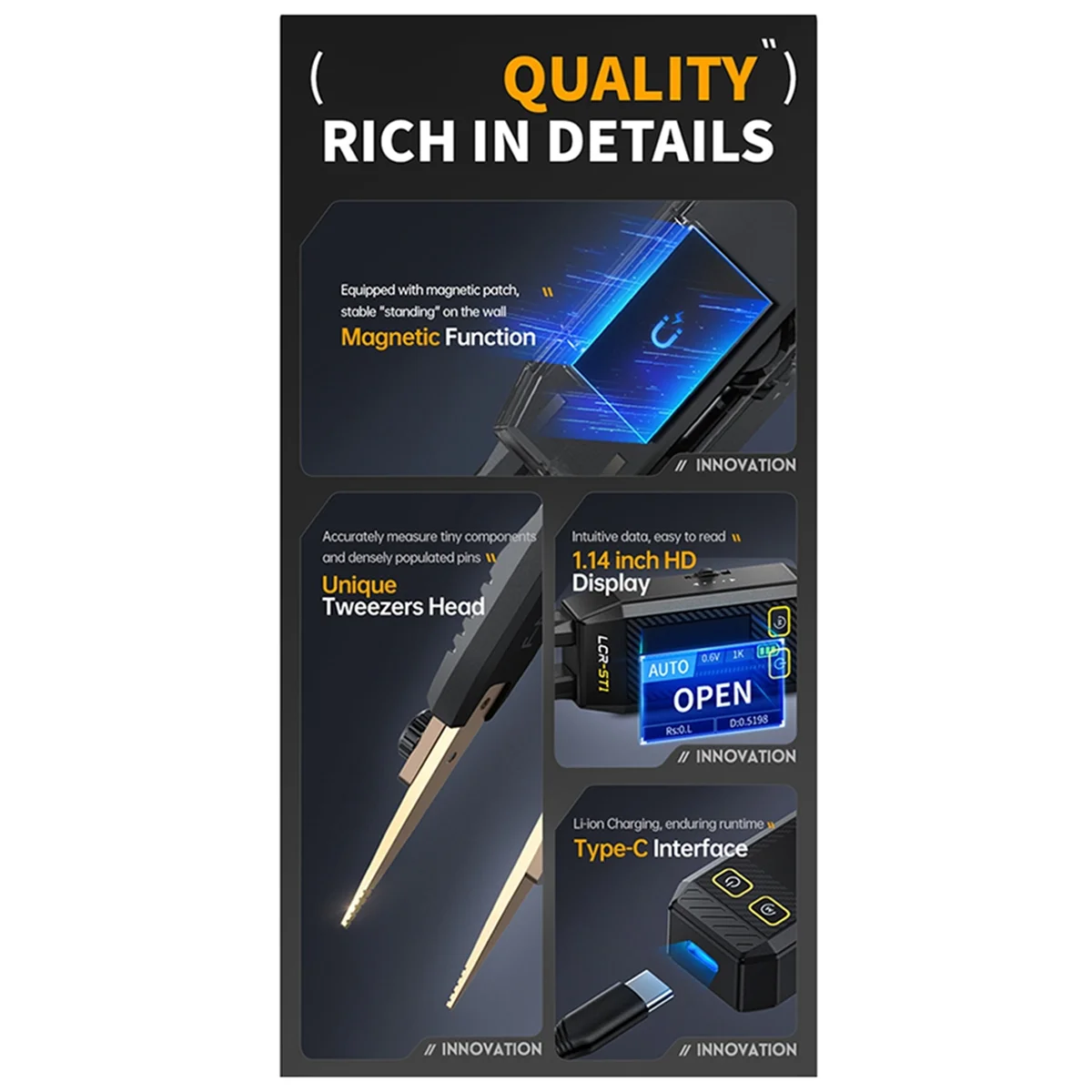 

Tweezers LCR meter LCR-ST1 Intelligent Digital Bridge Tweezers Resistance Inductance and Capacitance Component Test LCR Meter