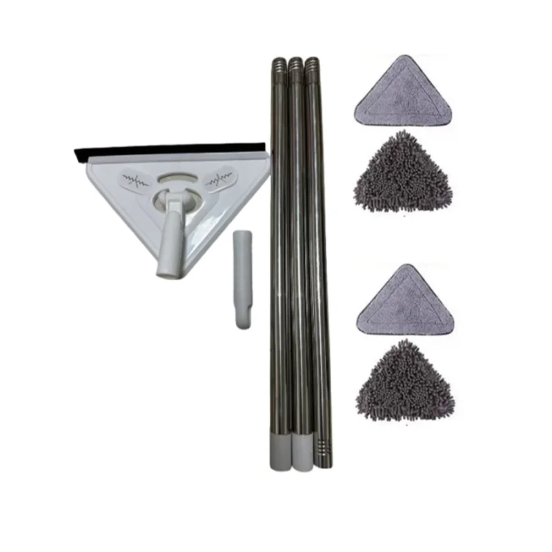 3/5PCS extended mop, large triangular mop with thickened rod for wiping glass, ceiling cleaning, bathroom, kitchen, ceramic ti