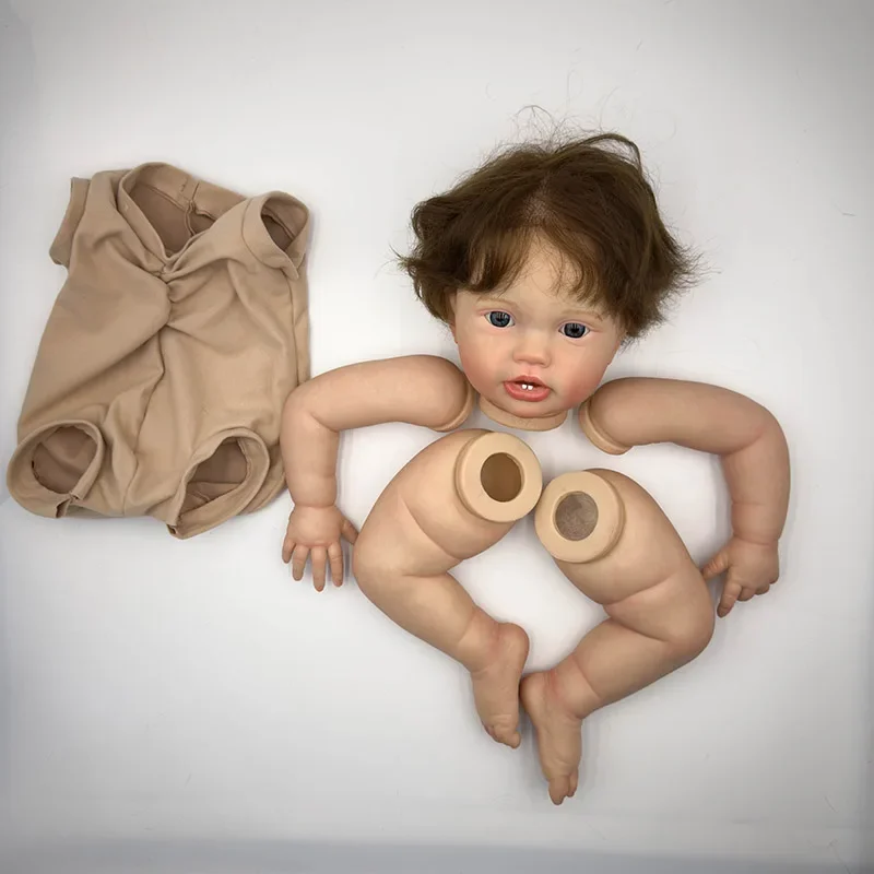 24inch Lotie Lifelike Unfinished Reborn Doll kit painted Doll parts with short Brown Hair