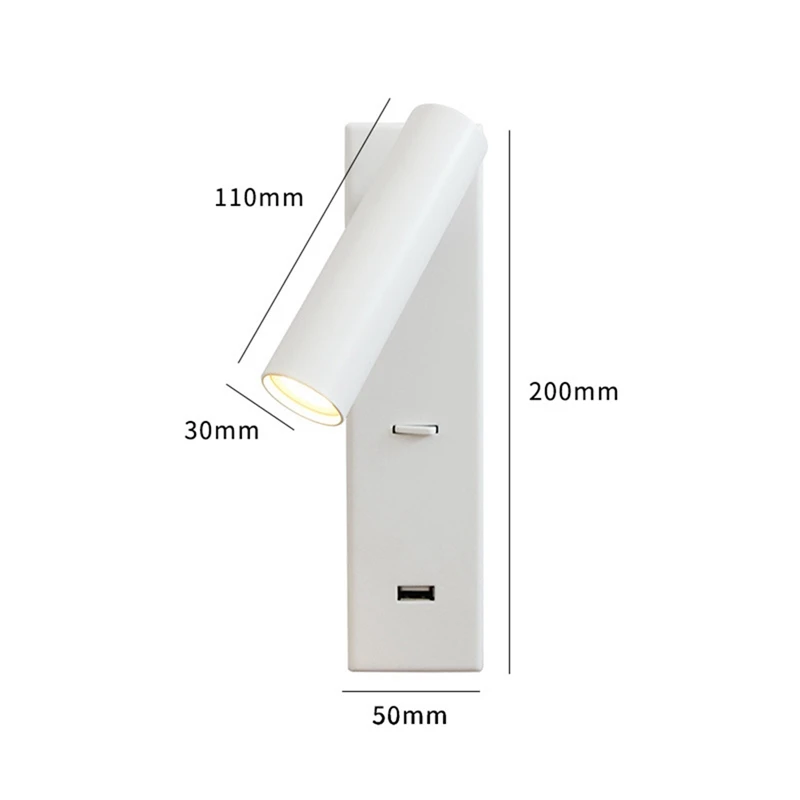 Rotatable Folding Lamp Rechargeable Wall Lamp Hotel Engineering Bedside Wall Spotlight Indoor Decorative Lamp