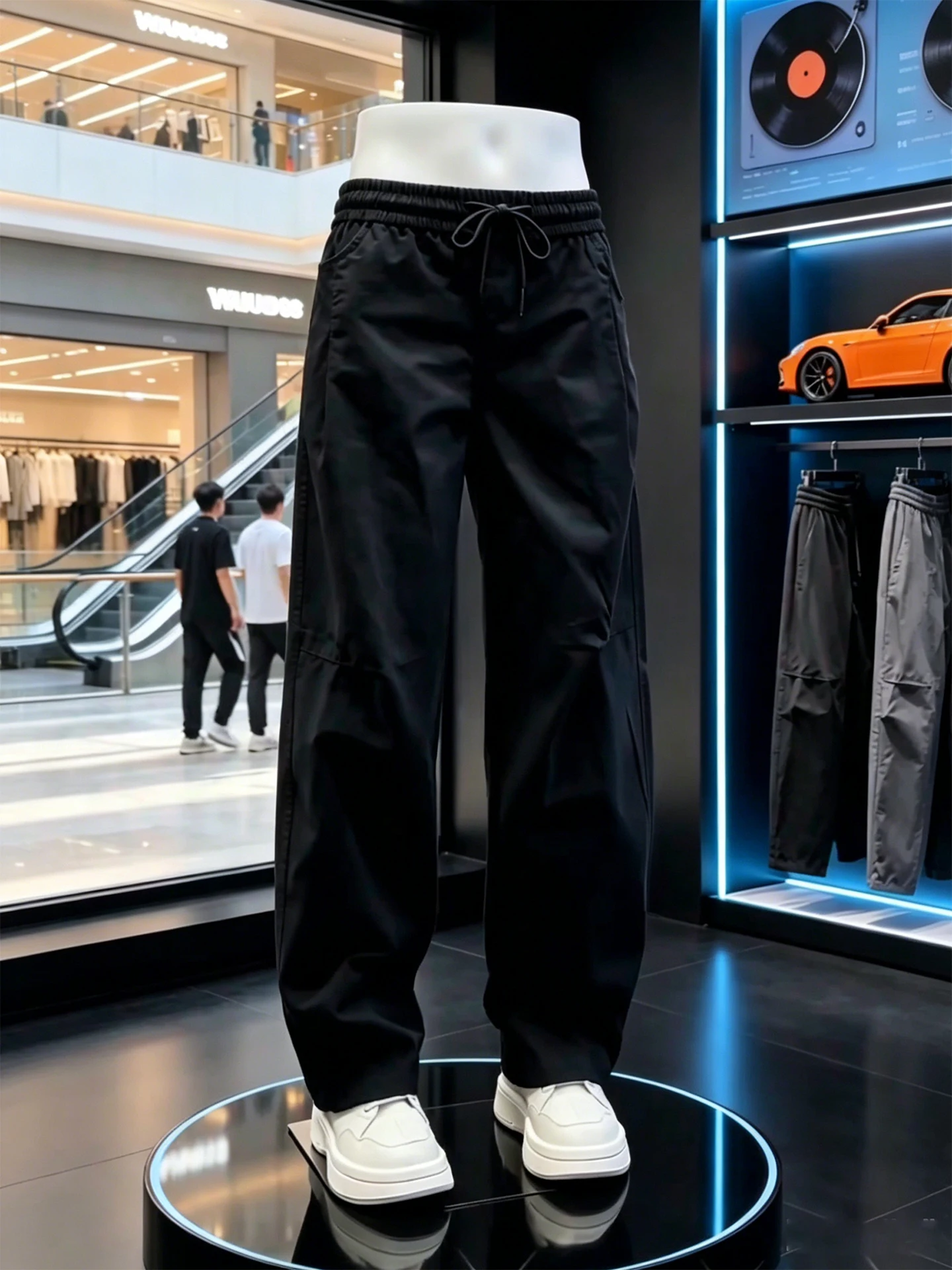Black American Folded Quick Dry Work Pants Men's Summer Thin Wide Leg Knife Pants Cleanfit Casual Pants Loose Straight Leg Pants
