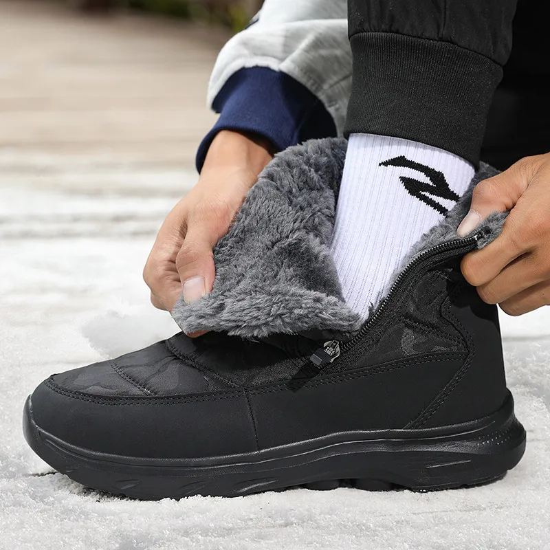 Waterproof Men Women Snow Boots High Top Ankle Winter Boots Platform Warm Thick Plush Men Boots Outdoor Non-Slip Hiking Boots