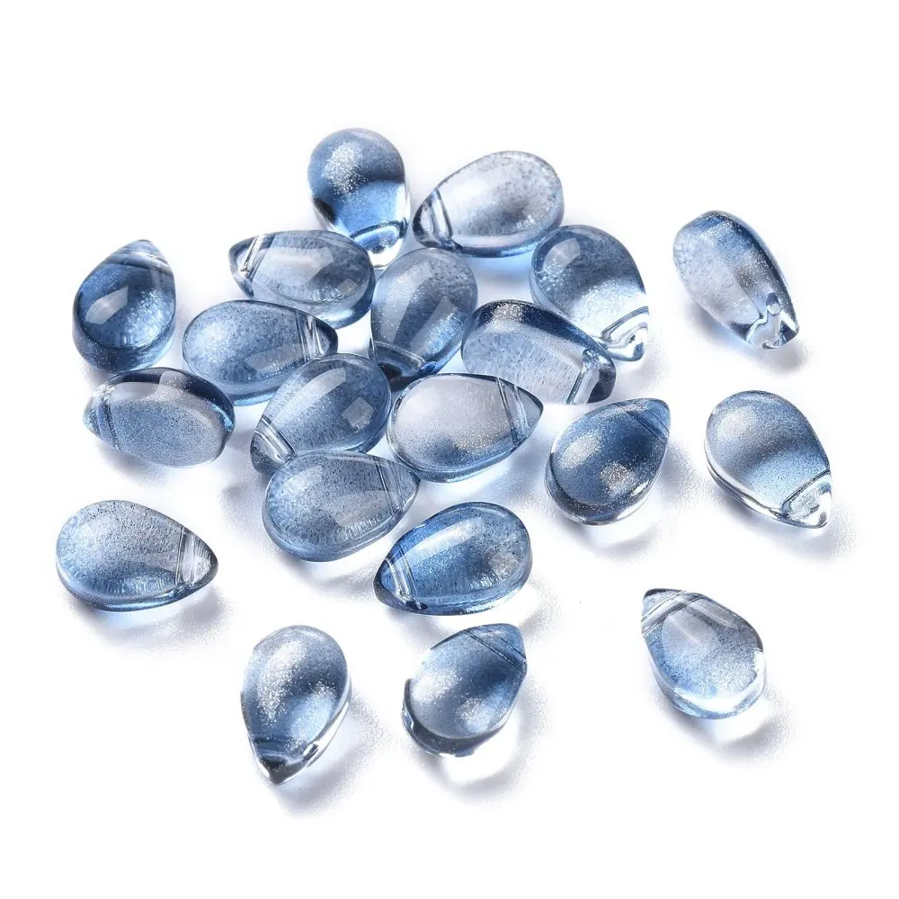 20Pcs Teardrop Pendant Ornament Transparent Glass Charms Glitter Gold Teardrop Glass Charms Pendant Jewelry Making Charms