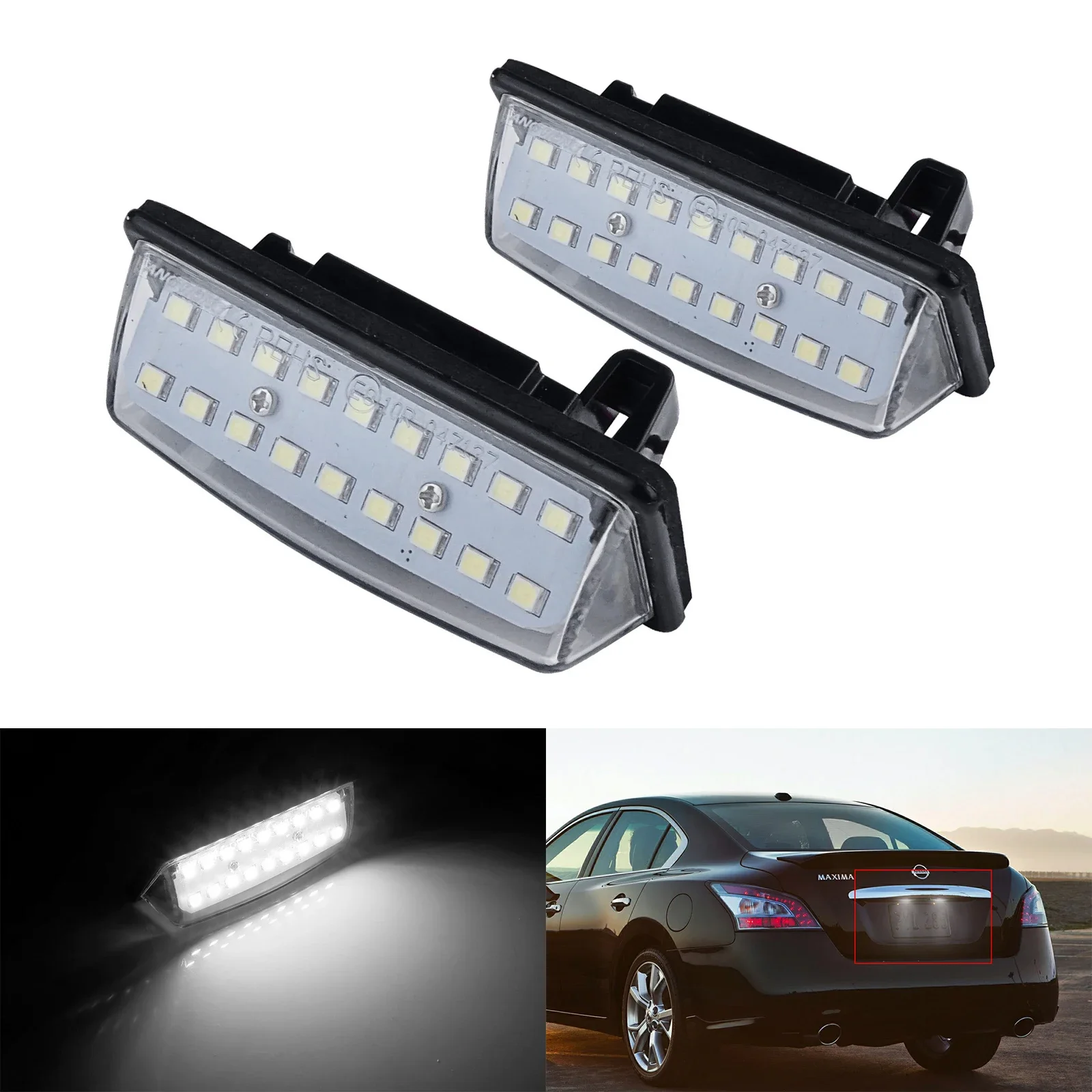 Luz de matrícula LED blanca para Nissan Altima Leaf Murano Rogue Sentra Versa