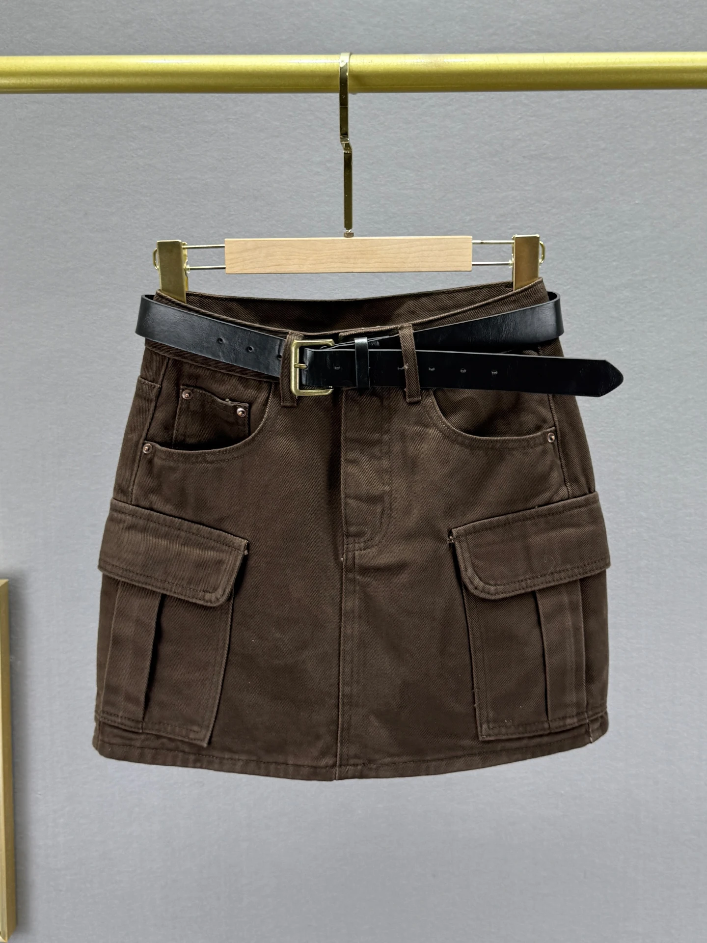 

Retro Waed Denim Skirt High Waist Slimming Women's Faion Spring Autumn Seasonal New Sle Cotton Polyester Blend