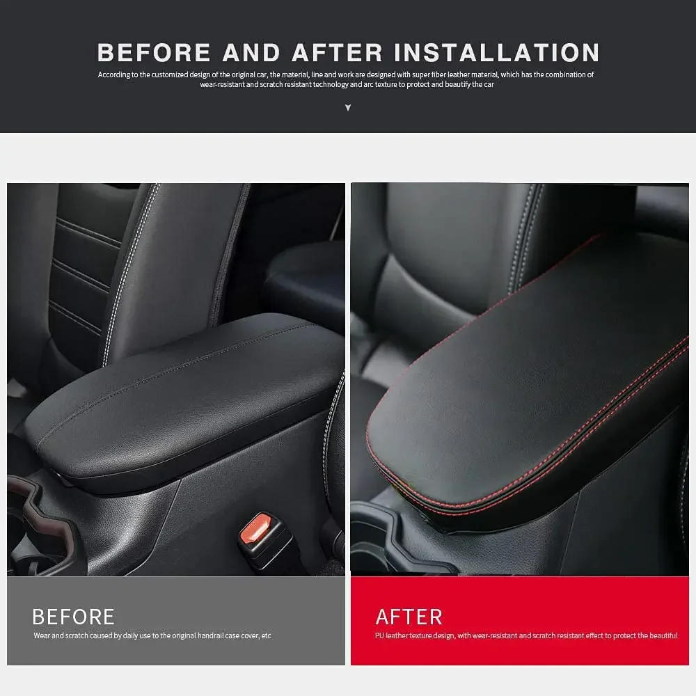 غطاء مسند ذراع من الجلد لوحدة التحكم المركزية ، غطاء غطاء وحدة التحكم الوسطى ، غطاء مسند الذراع ، تويوتا RAV4 *-من تويوتا