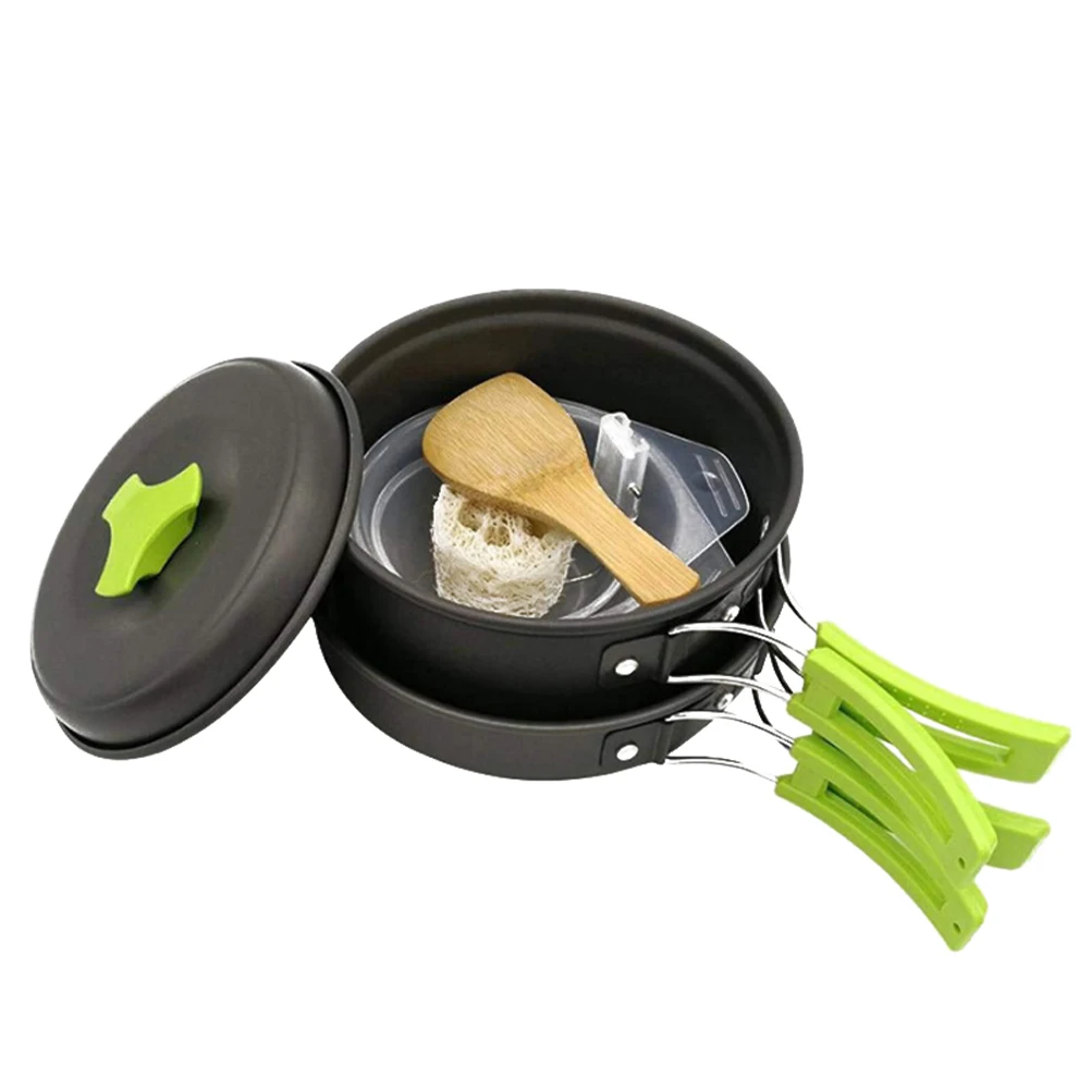 

Essentials Outdoor Camping Pot Set Deep Frying Pan Aluminium Alloy Cookware Portable Cutlery