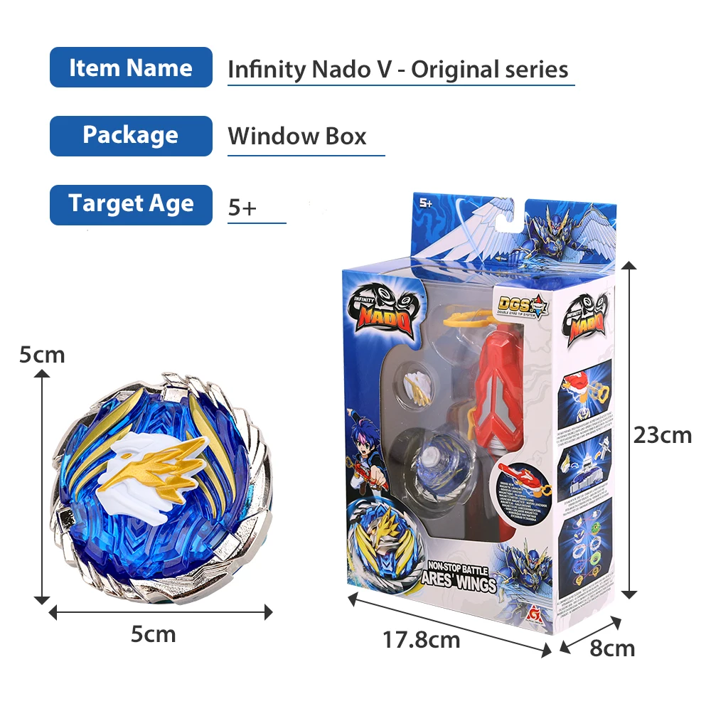 Infinity Nado 5 Original Series Ares Wings Non Stop Battle Metal Spinning Top Gyro With Magnetic Launcher Anime Genuine Kid Toy