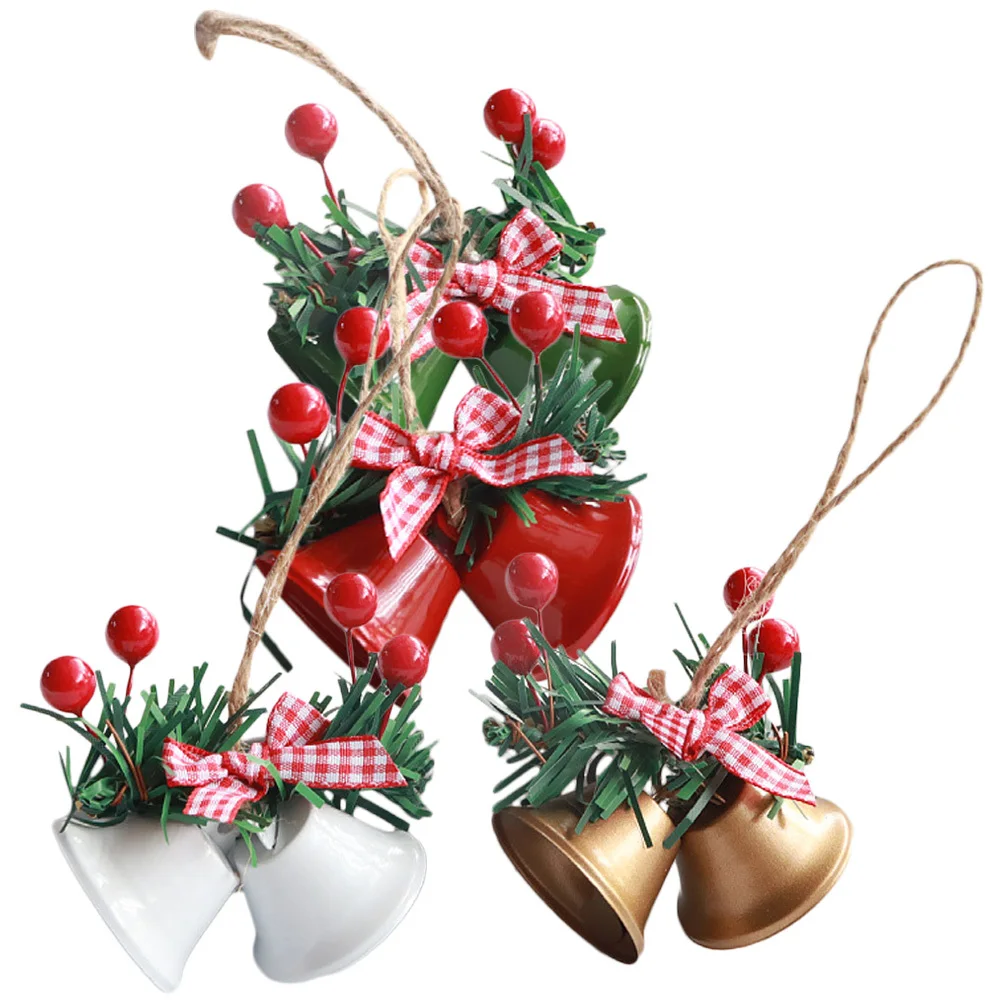 

4Pcs Christmas Tree Bell Decor Sturdy Metal Cloth Plastic Hanging Ornament for Indoor Outdoor Holiday Decor Xmas Pendant