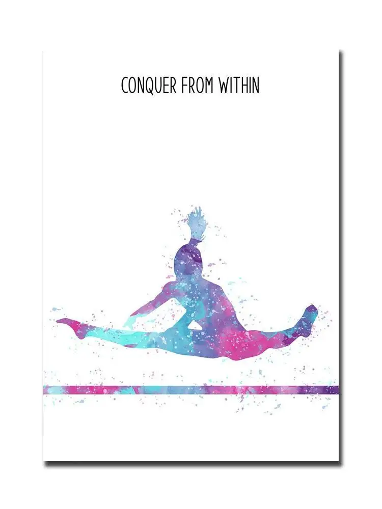 Motivational Artistic Gymnastics Poster and Print for Room Interior Home Decor - Watercolor Picture with Inspirational Quote