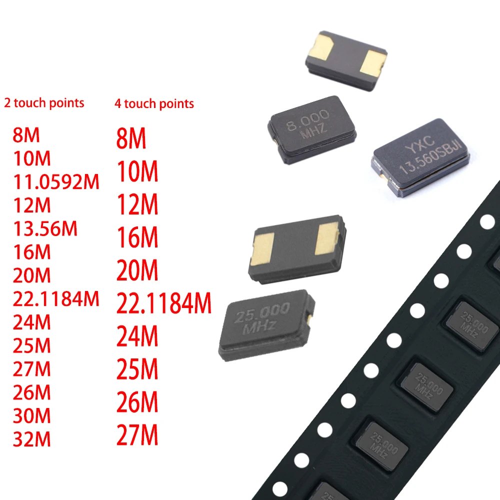 10pcs new 5032 smd quartz resonator Crystal  Passive crystal oscillator 8M  10M  11.0592M 12M  13.56M  16M  20M 22.1184M  24Mhz